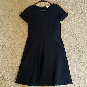 J crew fit and flare navy short sleeve dress